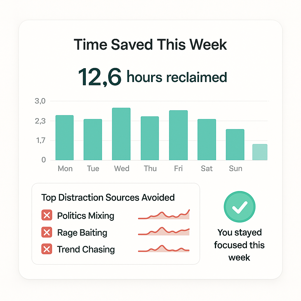 Visual showing analytics dashboard with time saved chart